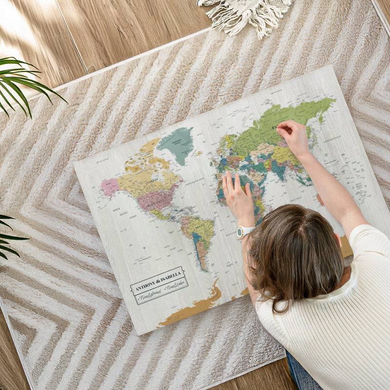 Carte du monde personnalisée avec punaise, H 24 po x l 36 po