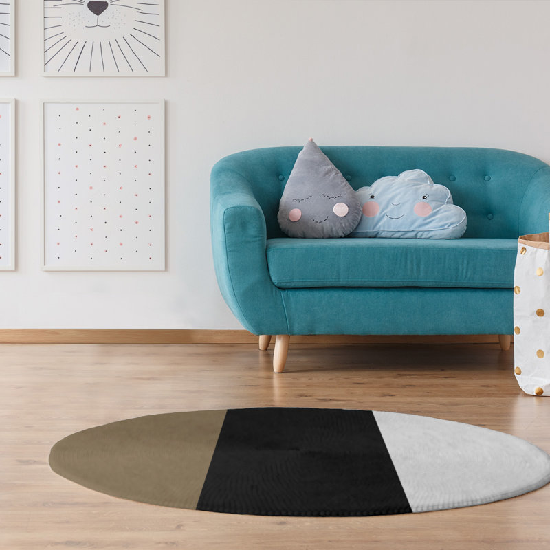 Tapis doré/noir, Rond 5 pi