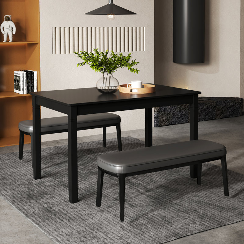 Table de salle à manger 48 "en bois pour 4 personnes avec pieds en bois d'hévéa