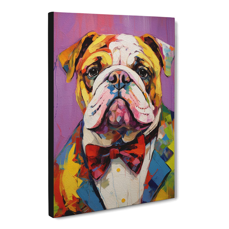 British Bulldog Expressionism No.2 - Wrapped Canvas, 60cm H x 40cm W x 3cm D