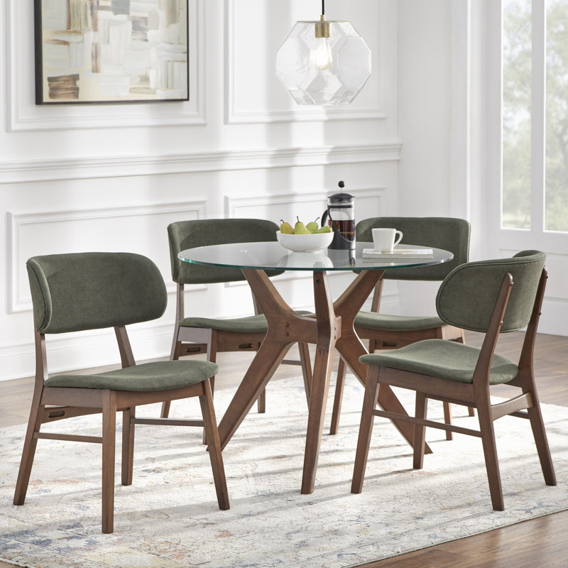 Toni Dinig Set, 5 Pieces: Table, 4 Chairs, Green