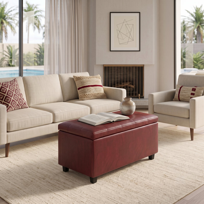 Banc repose-pieds avec rangement caché Cosmopolitan, Rouge