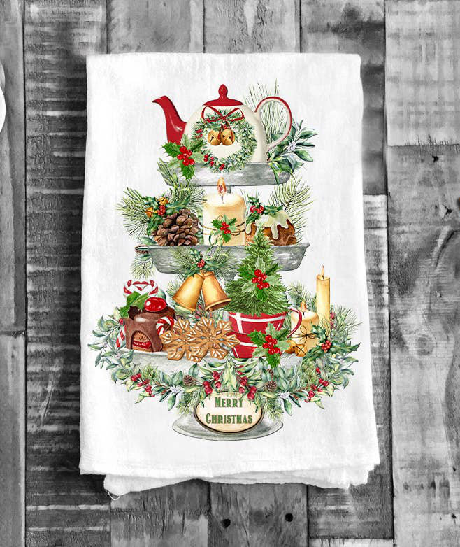 Farmhouse Flour Sack Individual Christmas Tea Towel (8) Designs