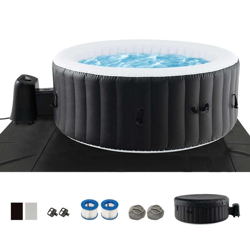 Costway Round Spa Pool Inflatable Hot Tub With 110 Air Jets Electric Heater Pump, 264 oz.