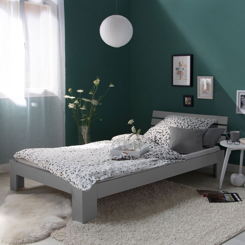 Mirielle Solid Wood Bed, Grey, 90 x 200 cm