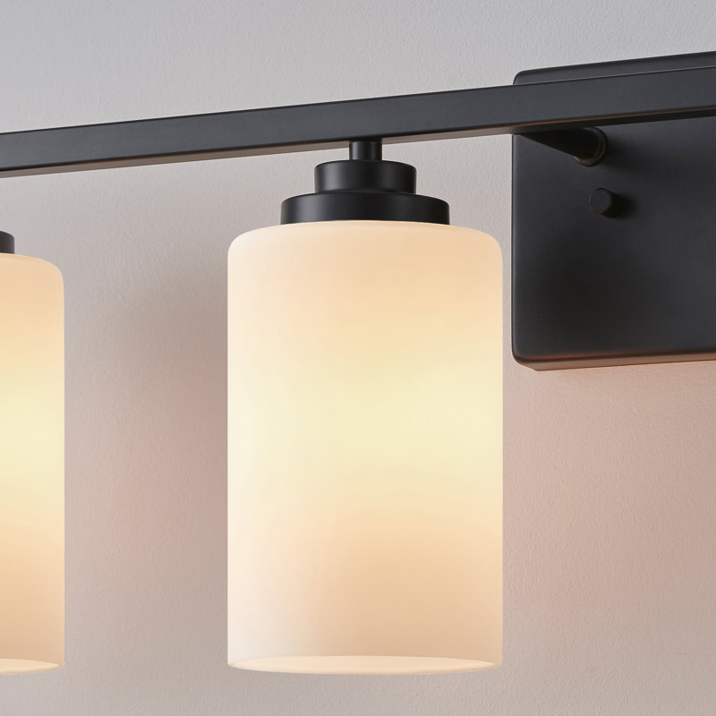 Vanity Light With Frosted White Glass, Matte Black, 6