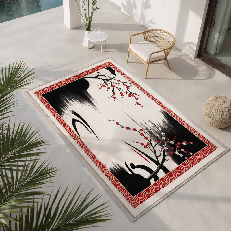 Tapis intérieur et extérieur Crimson Horizon, Rectangulaire 8 pi x 10 pi