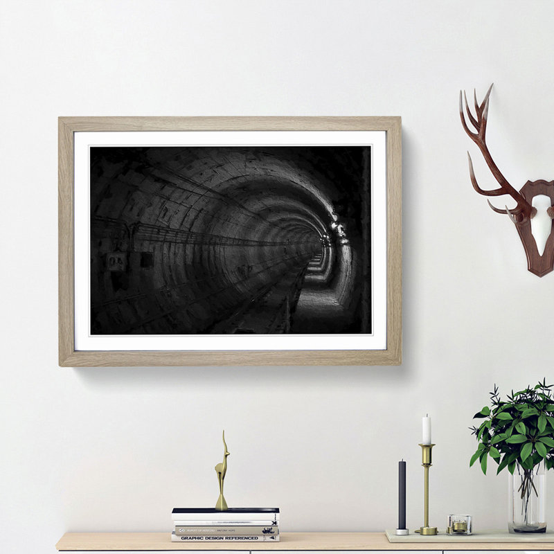 Subway Tunnel - Picture Frame Painting Print, Oak Framed, 48cm H x 65cm W x 2cm D