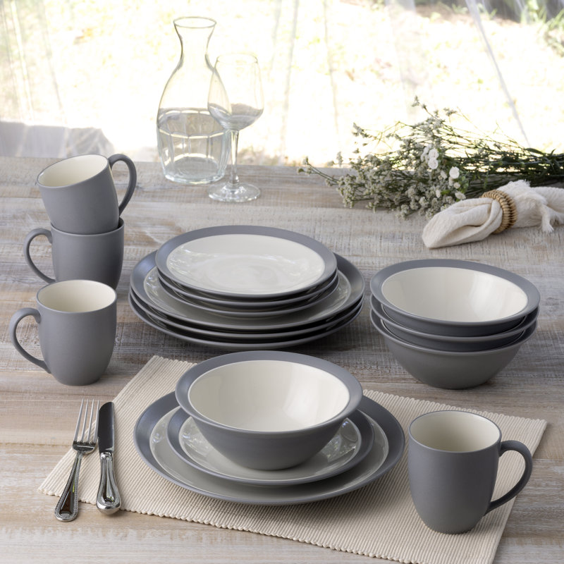 Noritake Colorwave 16-Piece Curve Dinnerware Set, Service for 4, Slate