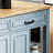 47.3-Inch Kitchen Island With Extendable Dining Table, Rubberwood Veneer, Built-In Storage Shelves And Sockets, 2 Drawers And 2 Cabinets, Grey-Blue Color.