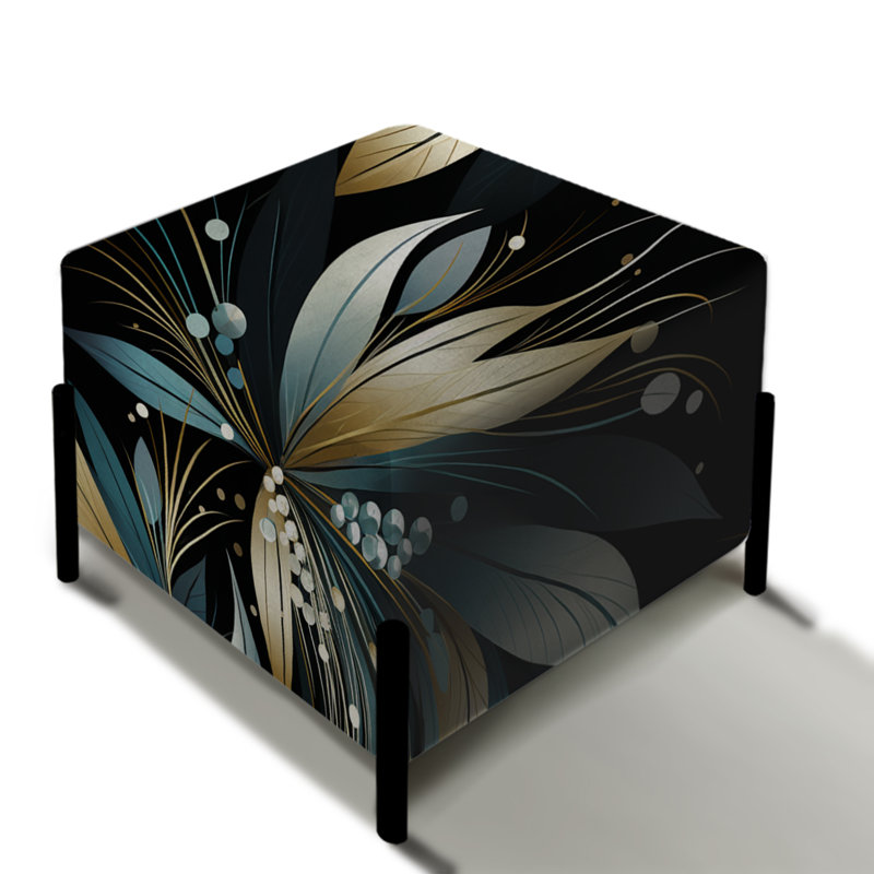Repose-pieds carré foncé glam et noir Elegance
