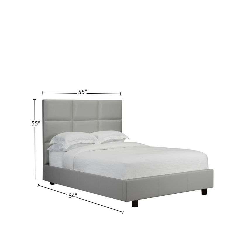 Lit plateforme en tissu d’ameublement Hailsham, Gris, Double