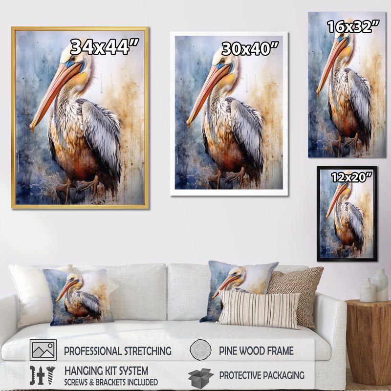 Majestic Pelican I - Imprimé, H 40 po x l 30 po x P 1,5 po, Cadre flottant noir