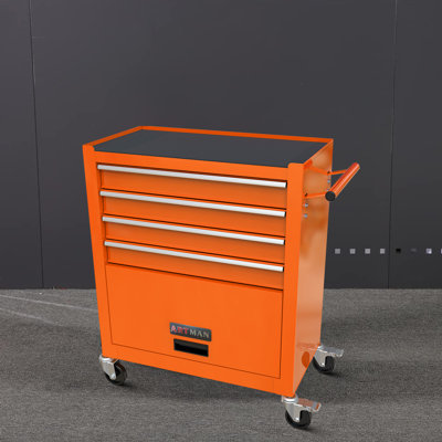 24.41" W 4 - Drawer Steel Bottom Rollaway Chest with Wheels