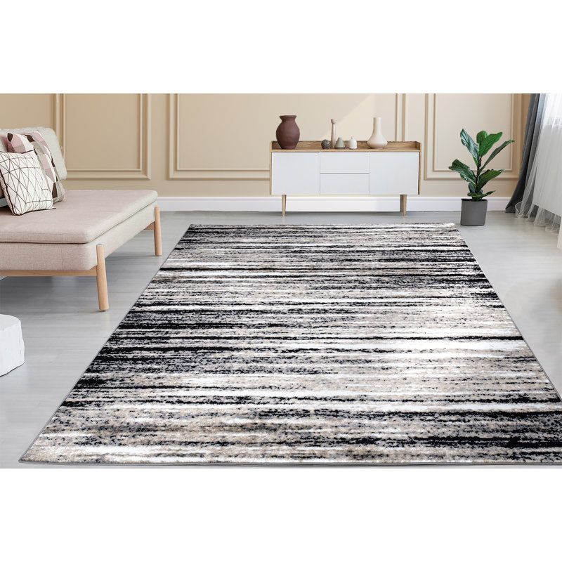Tapis gris à motif abstrait Gianna, Rectangle 3 pi 11 po x 5 pi 7 po