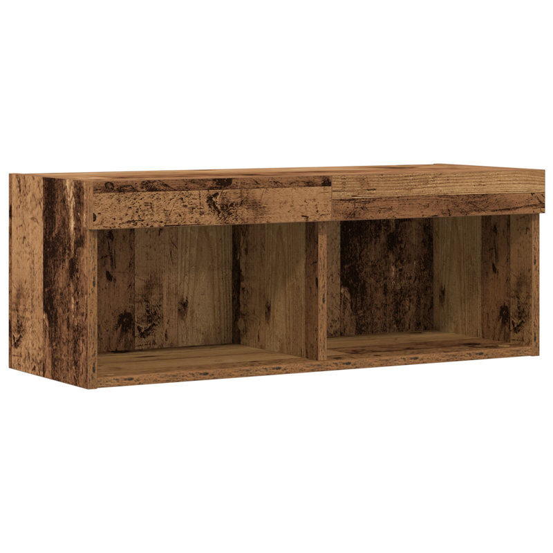 vidaXL Bedside Cabinet with LED Lights Storage Side Table Floating Nightstand, Old Wood