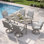Ensemble de salle à manger d'extérieur, ensemble de salle à manger pivotant en aluminium avec trou pour parasol, ensemble de mobilier d'extérieur pivotant à 360 °, chaises et table pivotantes pour terrasse, jardin, cour arrière, chêne chaulé