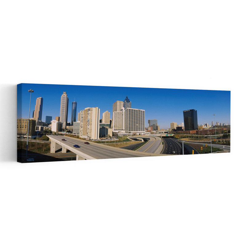 Skyscrapers in a city Cityscape Atlanta Georgia USA 1 Piece Wrapped Canvas Panoramic Wall Art, 30.48 cm H x 91.44 cm W
