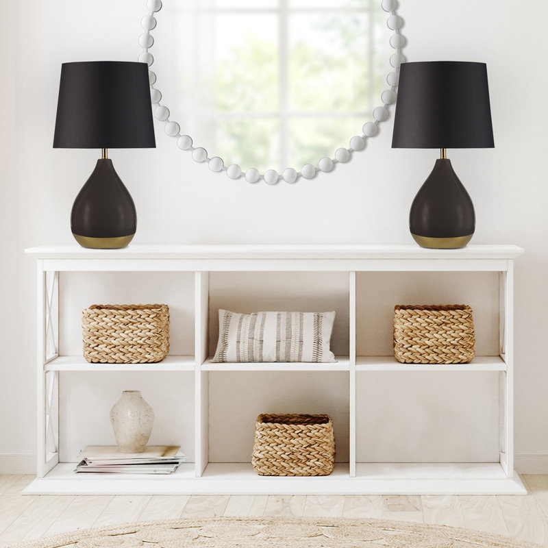 Ensemble de 2 lampes de table 2 tons, Noir et or, Noir