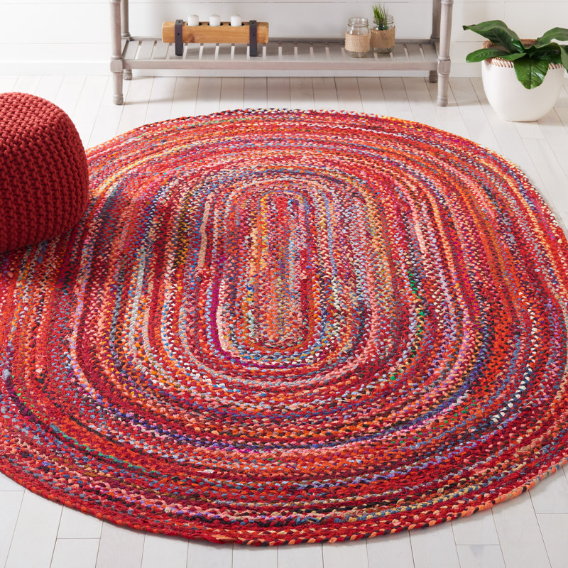 Tapis géométrique en coton tissé à la main Heil, Ovale 5 pi x 8 pi