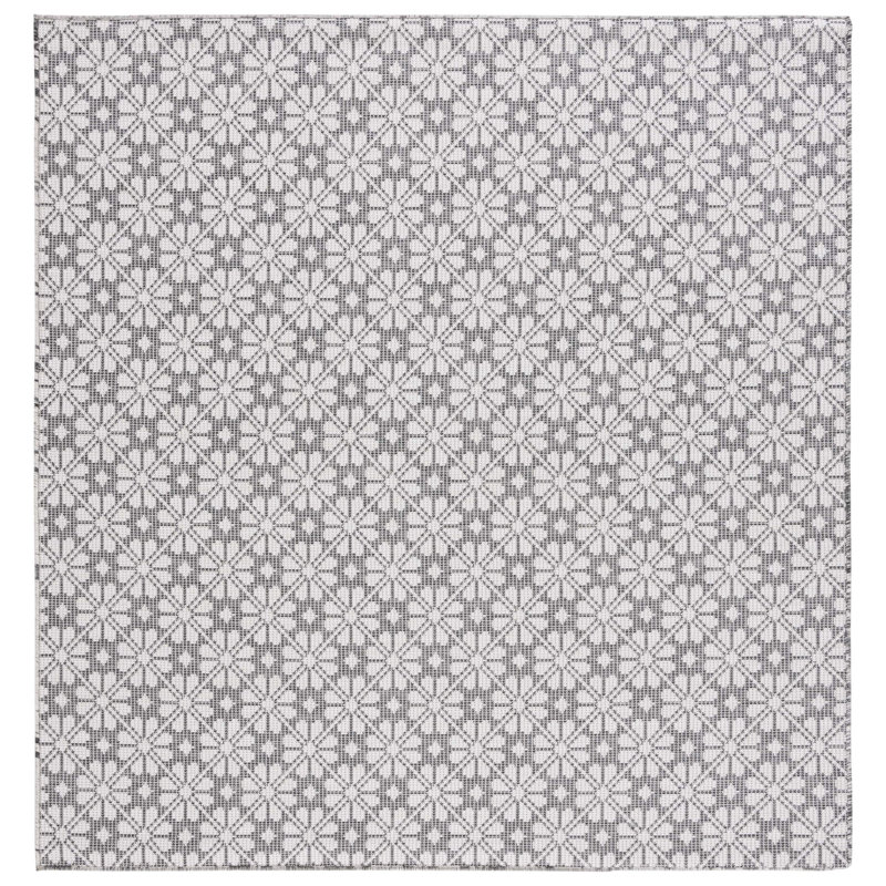 Black and White Geometric Square Synthetic Rug