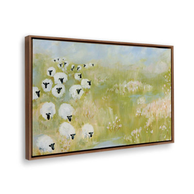 «Wildflower Woods Sheep in Pasture» par Yvette St. Amant, reproduction d'art sur toile