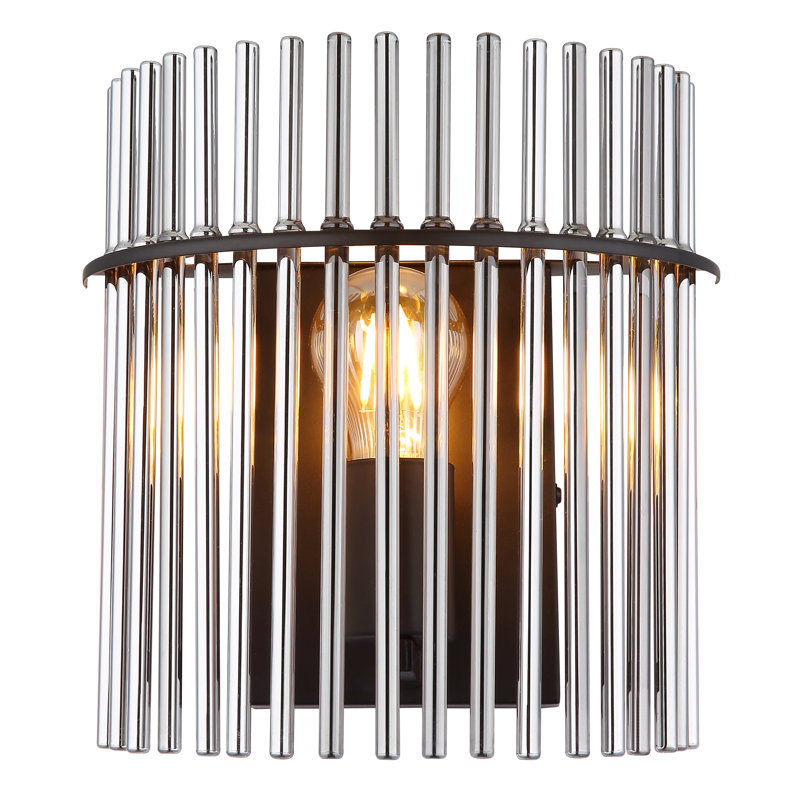Aarvi Flush Mounted Sconce, Silver, Black
