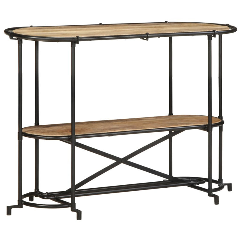 4-3 110cm Solid Wood Top Console Table, Rough mango wood