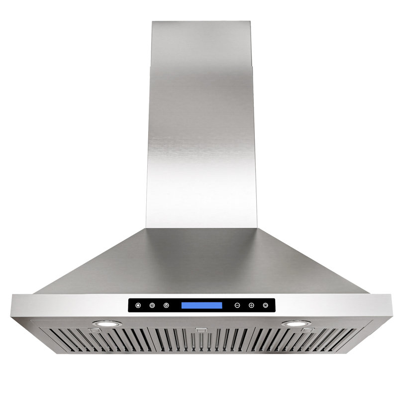 36 inch 800 CFM Convertible Wall Mount Range Hood 4 Speed Quiet Stainless Steel Remote and Touch Panel Control with LED Lights