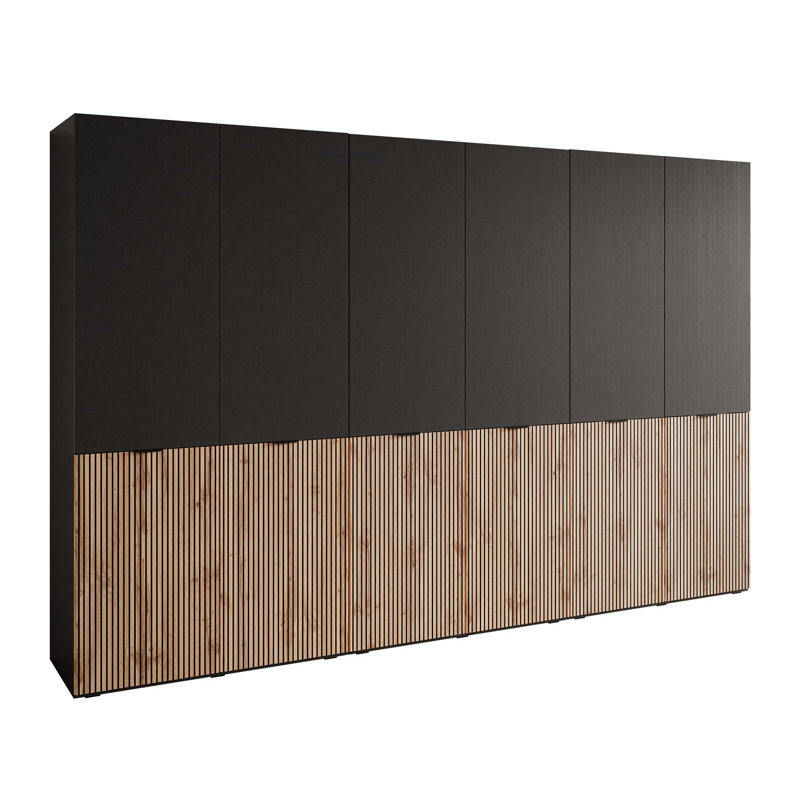Manufactured Wood Wardrobe, Black Graphite/Wotan Oak