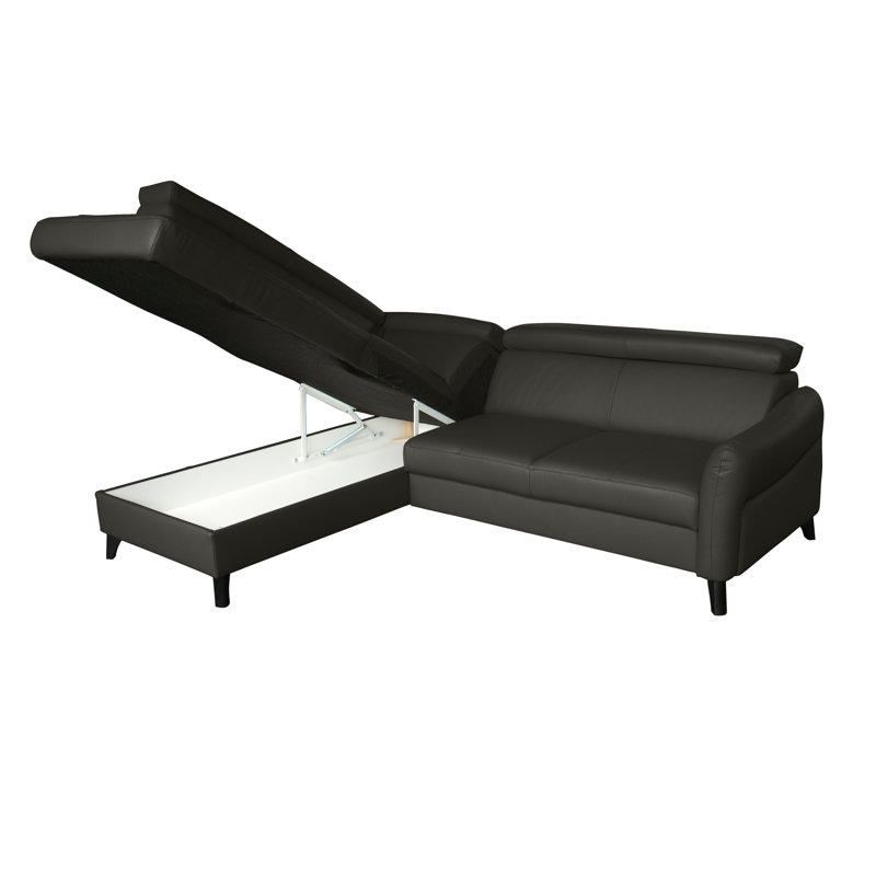 Victoria Upholstered Sleeper Corner Sofa with Ottoman, Left Hand Facing, Dark Grey