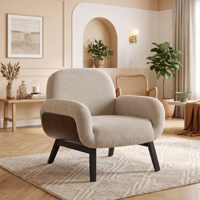 Fauteuil en tissu avec coussin moelleux et dossier enveloppant pour le salon, la chambre à coucher, la lecture ou l'heure du thé