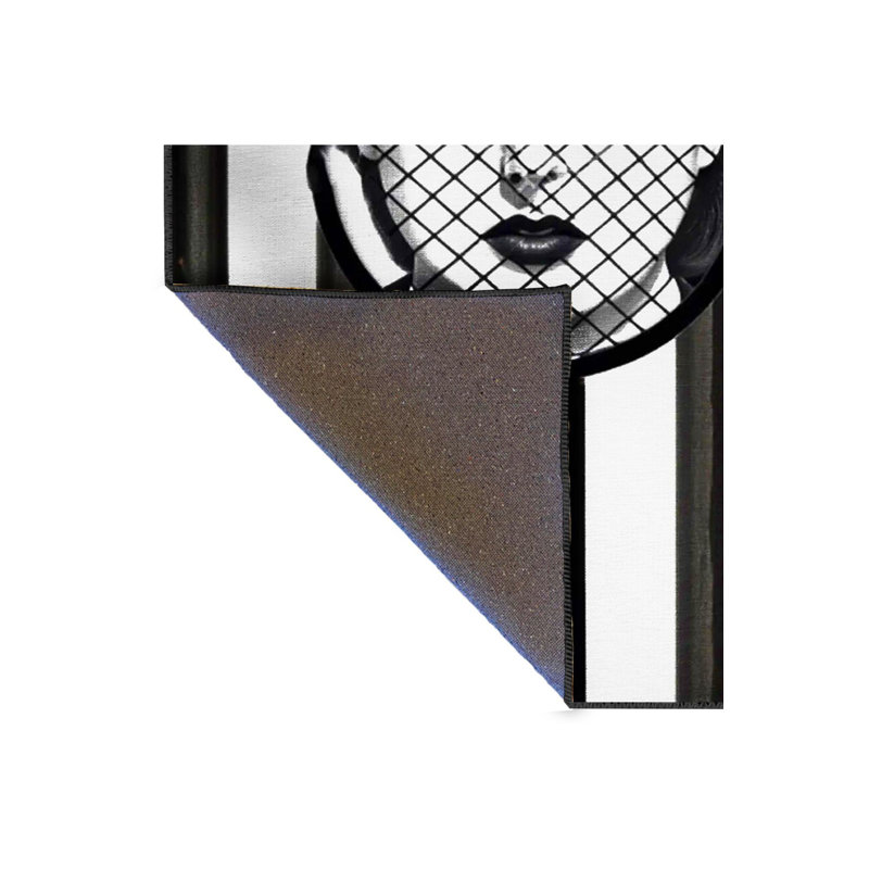 Tapis lavable à motif de mailles noires, Sous-tapis carré 3 pi 11 po inclus
