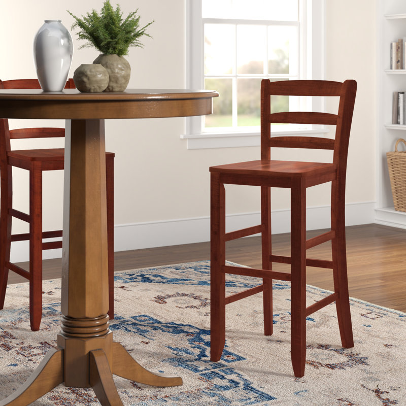 Alaina Solid Wood Counter Stool in Rich Walnut Finish, 42.25" H X 16.3'' W X 18.57" D, Bar Stool (30" Seat Height)