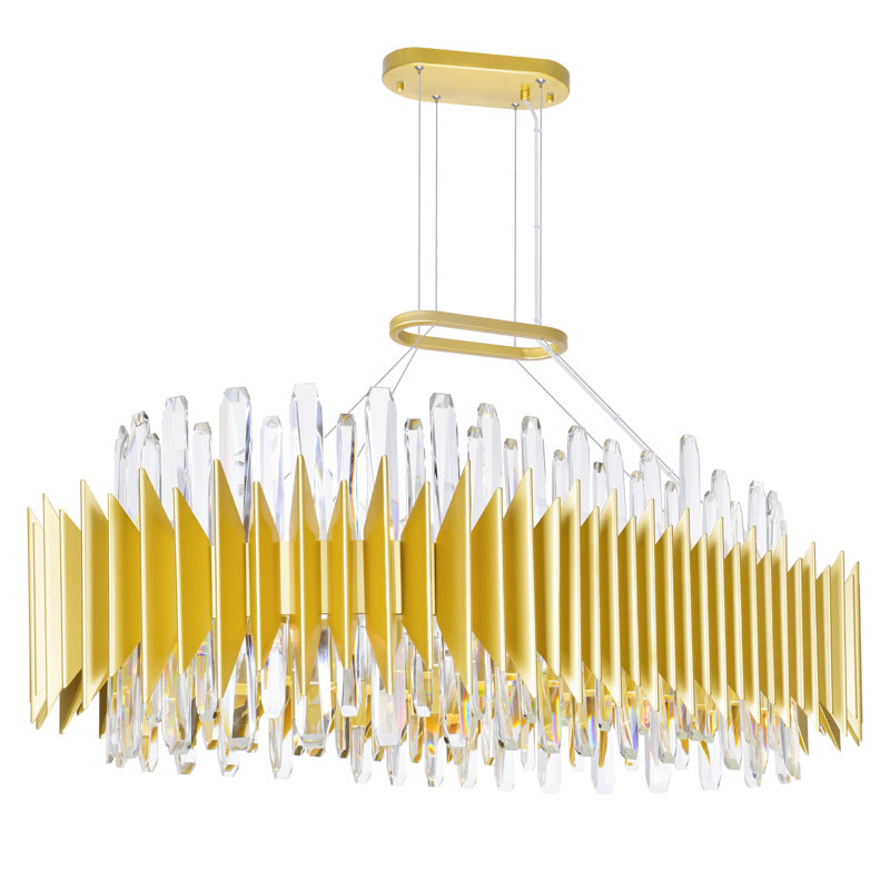 39'' 20-Light Chandelier with Satin Gold Finish For Dining Room, Living Room, Foyer – G9 LED Compatible – Urban Skyline-Inspired Modern Glam Design