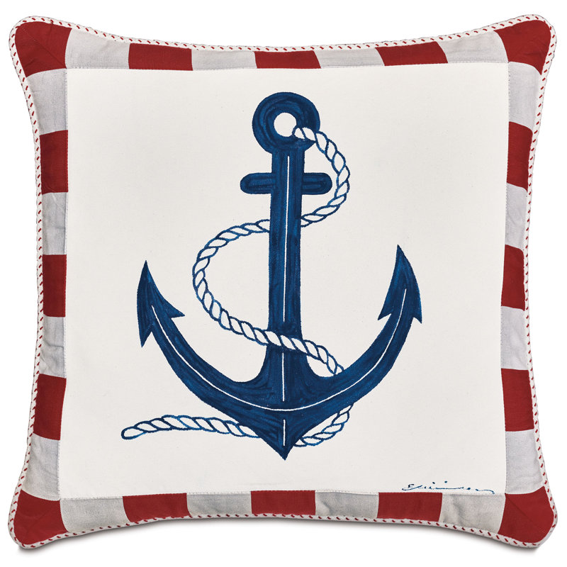 Wicking Anchor Decorative Pillow In Red, White/Red/Blue