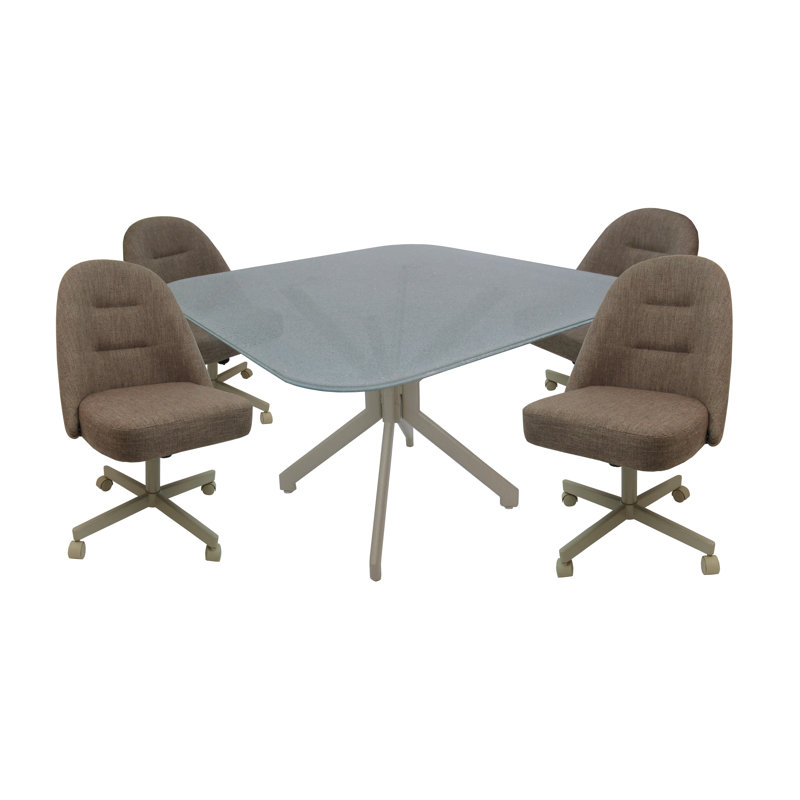 Chaises roulettes pivotantes en métal Degarmo M-235 - verre craquelé - beige bassin - beige