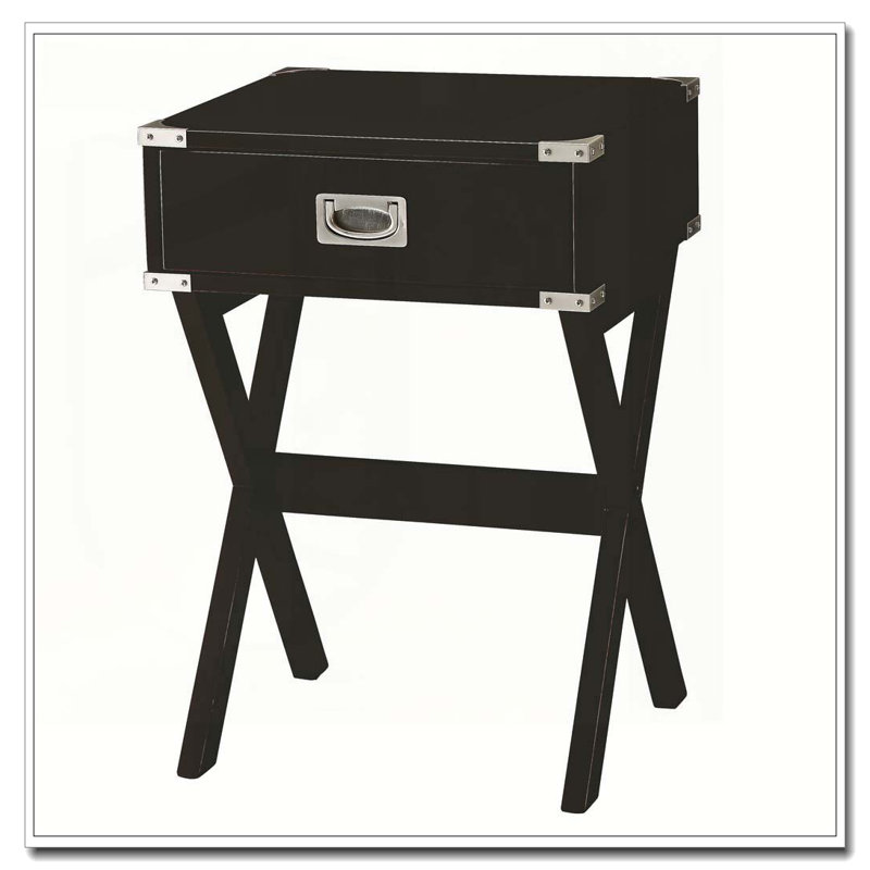 Black 1-drawer End Table, Black