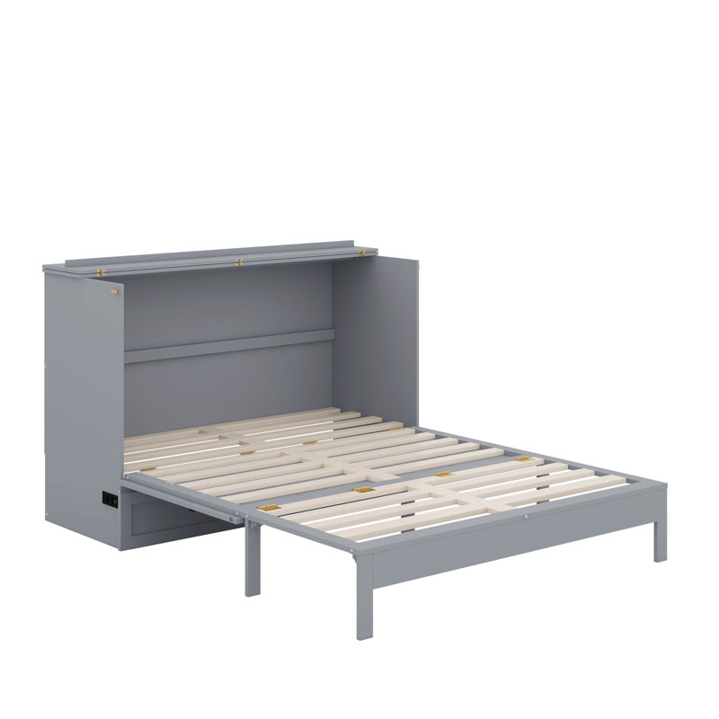Full Murphy Bed With Drawers, Gray