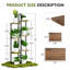 Support pour plante d'intérieur à 7 niveaux avec lumières de croissance réglables - Tablette d'angle en métal de 50 pouces de hauteur pour plantes multiples