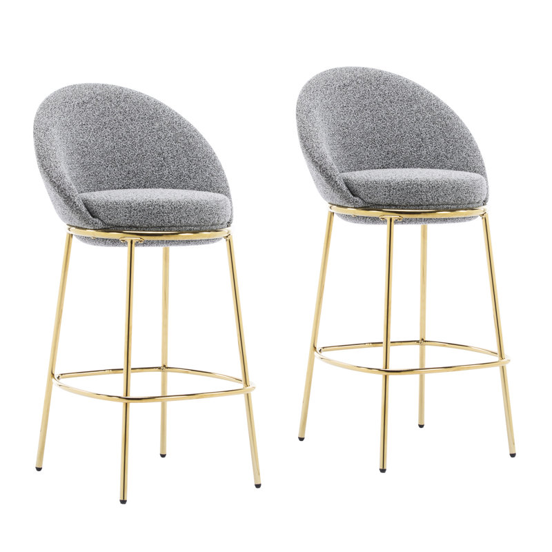 Intérieur de 2 pièces, métal doré, siège rond et métal confortable, revêtement gris, structure robuste, support jusqu'à 300 lb