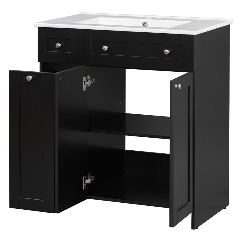 Base de meuble-lavabo simple 30 po seulement, Noir