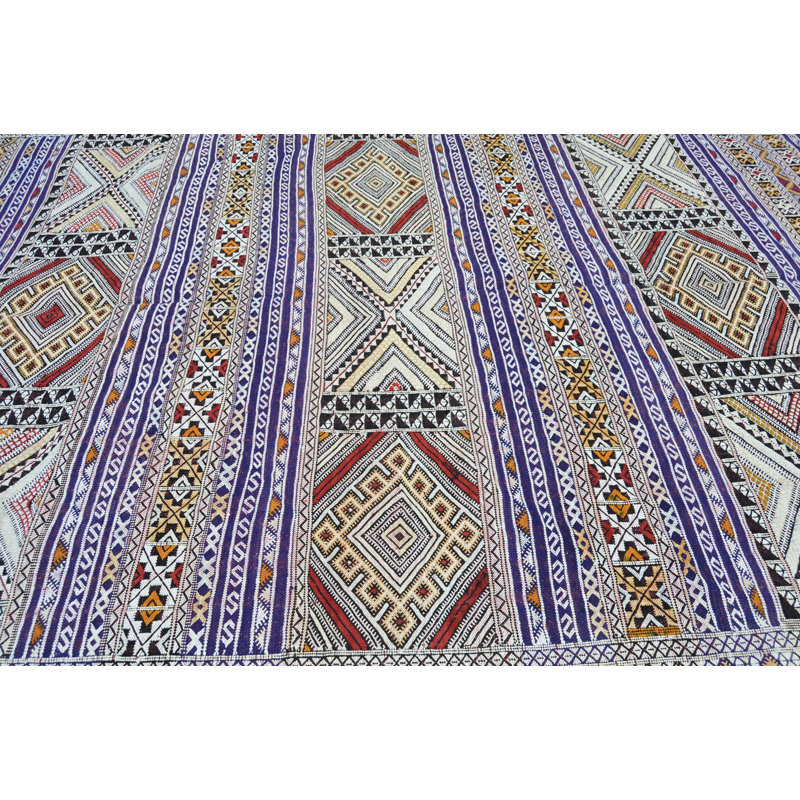 One-of-a-Kind Rectangle 6'9'' X 8'5'' 1990s Wool Area Rug Blue/Gold/Orange
