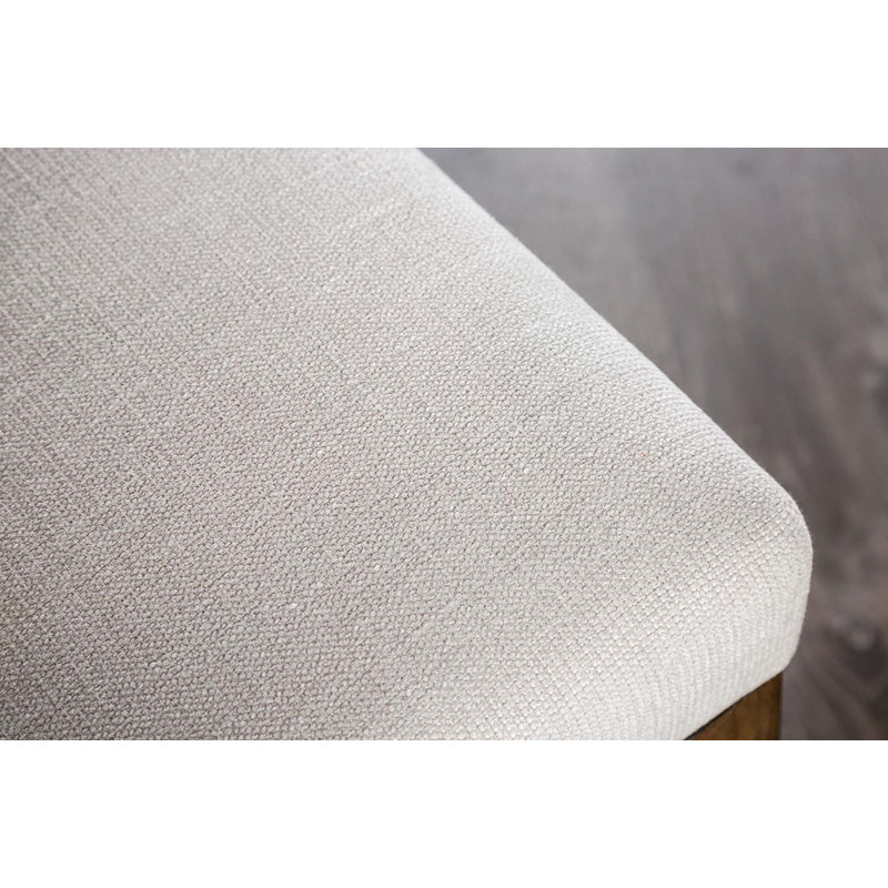 Banc rembourré en tissu rustique avec base en tréteaux