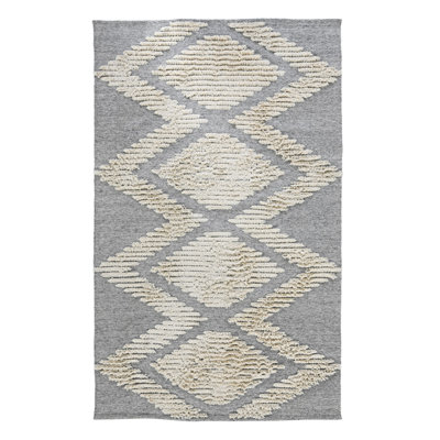 Warren Flatweave Geometric Area Rug in Gray/Ivory