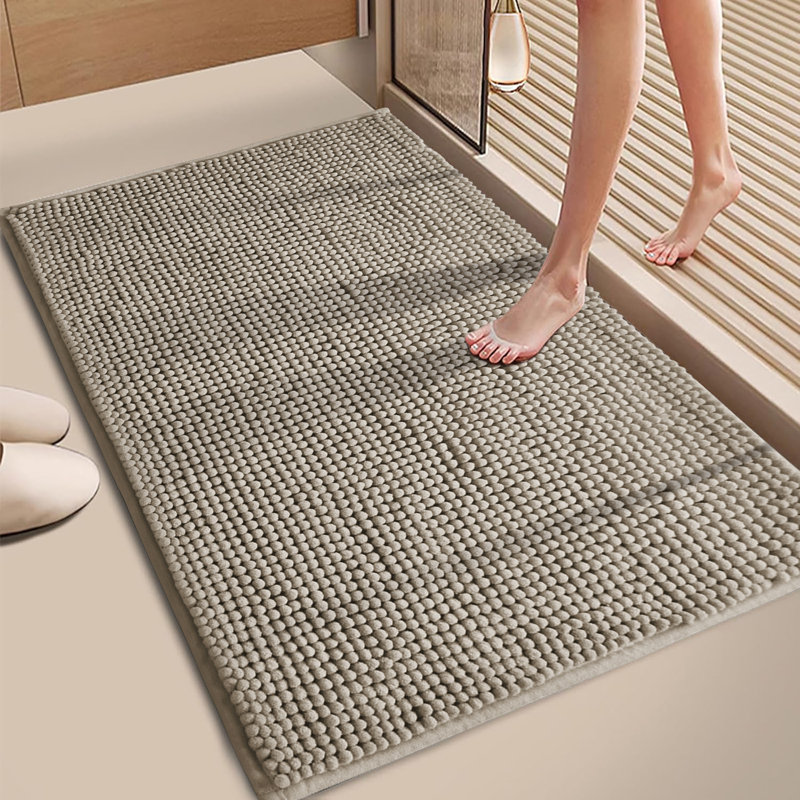 CHENILLE DOOR MAT (NON-SLIP), Silver, 40cm W x 60cm L