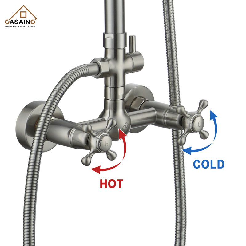 Brushed Nickel Adjustable Rainfall and Handheld Shower System