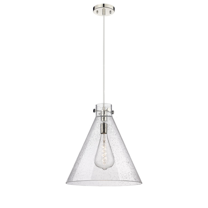 1 - Light Single Drop Pendant Pendant, 16.5" H x 14" W x 14" D, Seedy, Polished Nickel