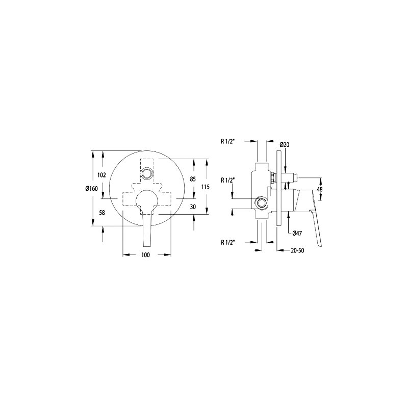 Ruthanne Single Concealed Diverter Shower Valve