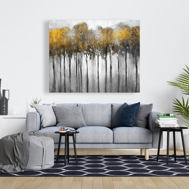 Abstrait forêt jaune - toile de paysage pour la maison